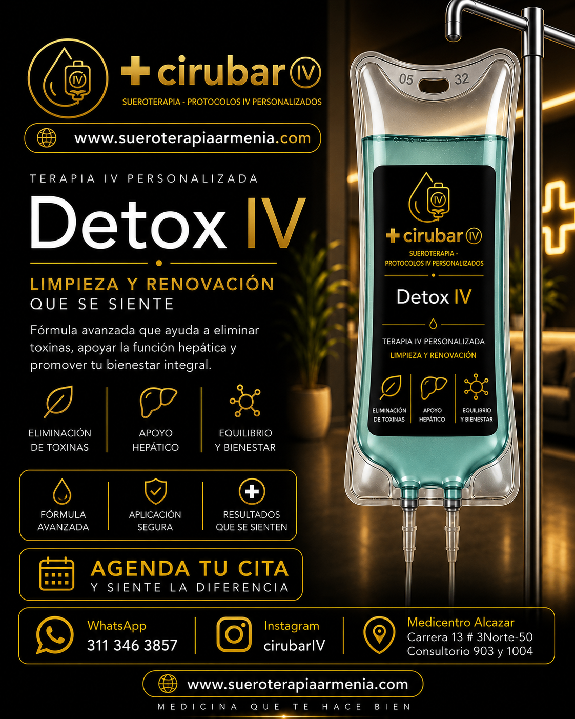 Suero Detox — protocolo IV CIRUBAR